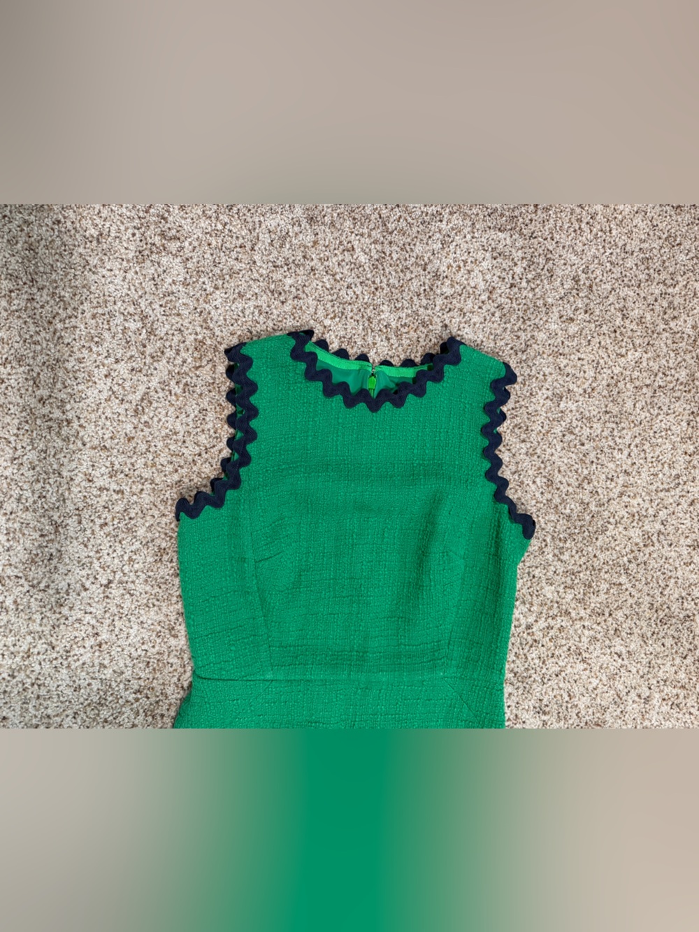 J Crew Tweed Dress Green Black Ric Rac Scallop Trim Sleeveless Size 0P - Picture 3 of 16